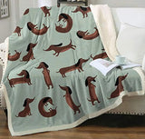 DoxiDream - Soft Flannel Dachshund Print Blanket for Cozy Comfort