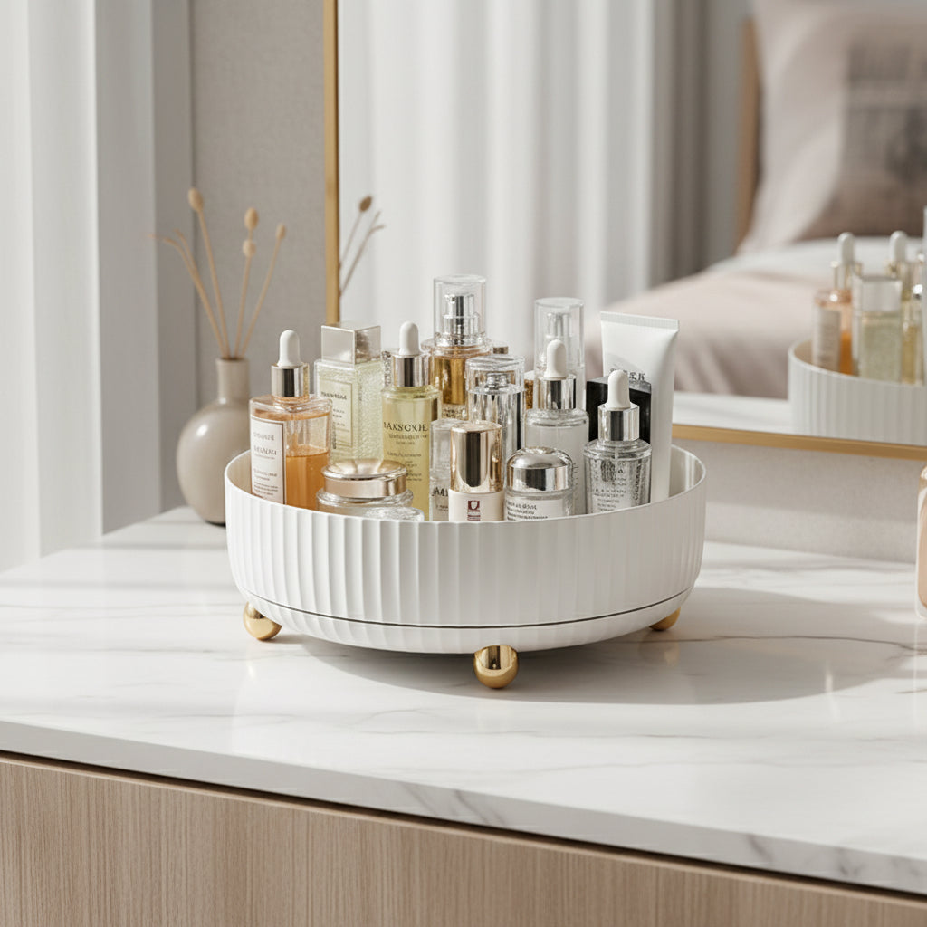 360° Rotatable Bathroom Storage Organizer - Space-Saving Turntable