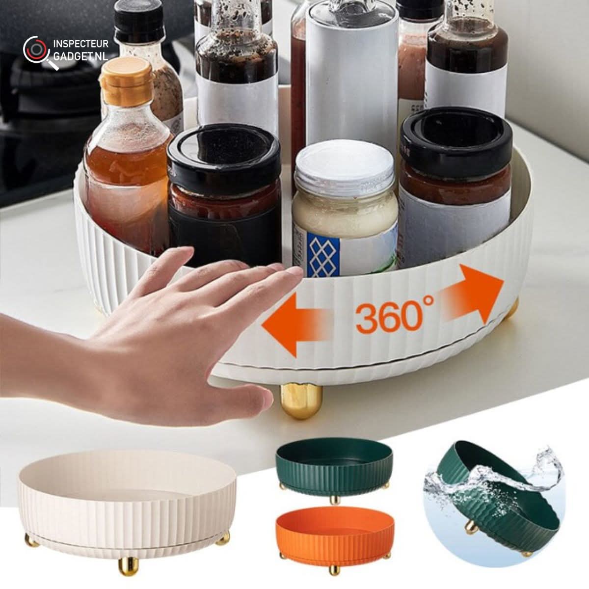 360° Rotatable Bathroom Storage Organizer - Space-Saving Turntable