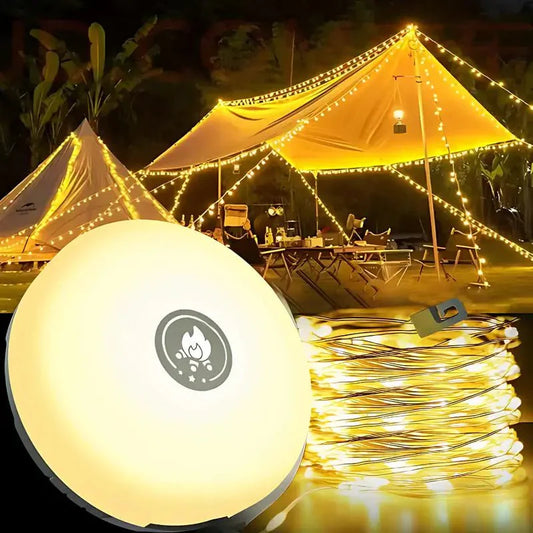 4-in-1 Retractable Camp Light with 10m String Lights 1