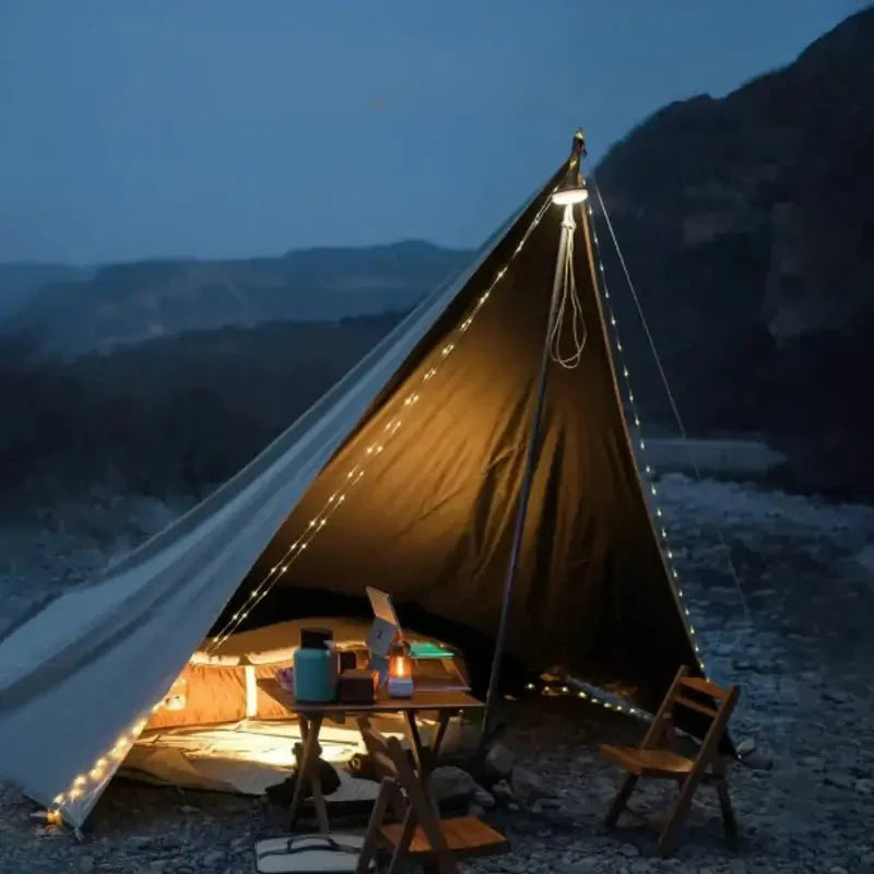 4-in-1 Retractable Camp Light with 10m String Lights 2