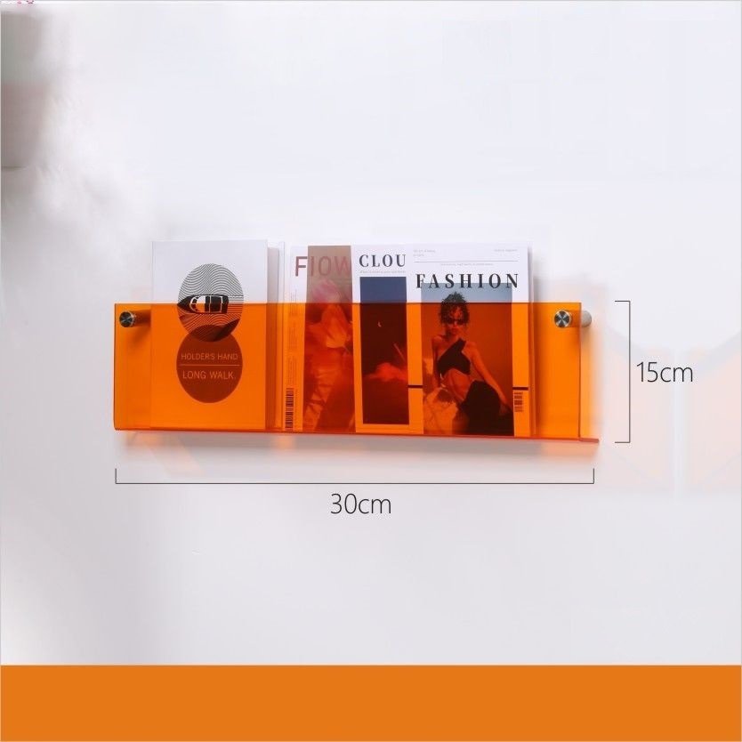 Acrylic Wall Mounted Magazine Holder - Elegant Floating Design