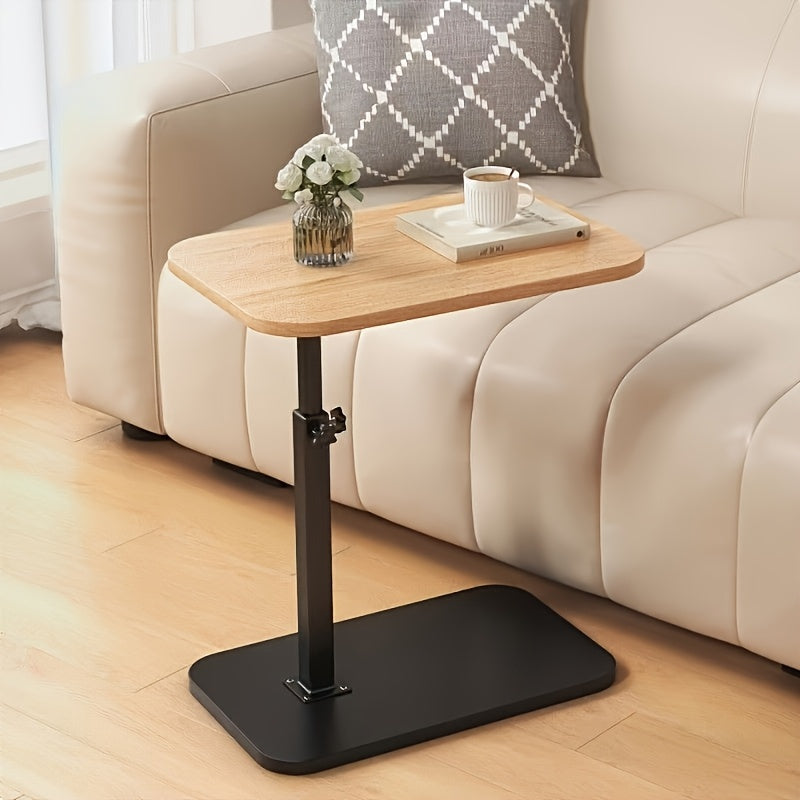 Adjustable Side Table - Versatile Wood & Metal Design for Small Spaces