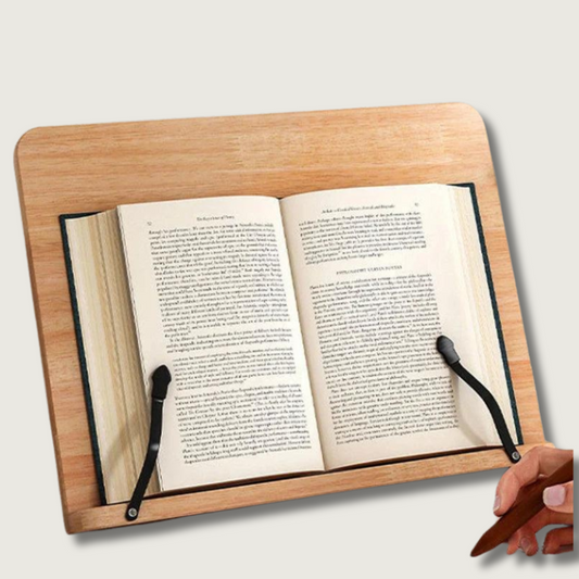 Adjustable Wooden Book Stand - Hands-Free Book Holder for Reading