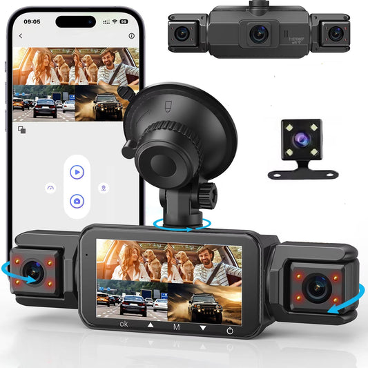 Advanced Wireless Dash Cam for Car - Front and Rear 4 Camera System with Night Vision