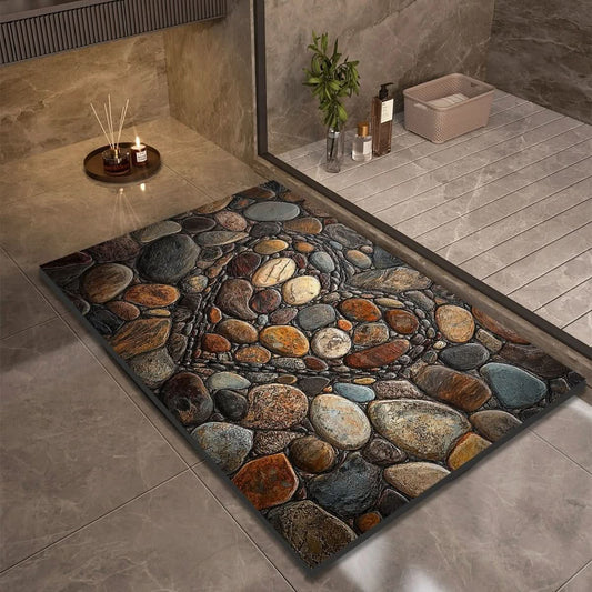 AquaSoft Non-Slip Diatomaceous Earth Bath Mat - Quick-Drying & Absorbent Bathroom Mats