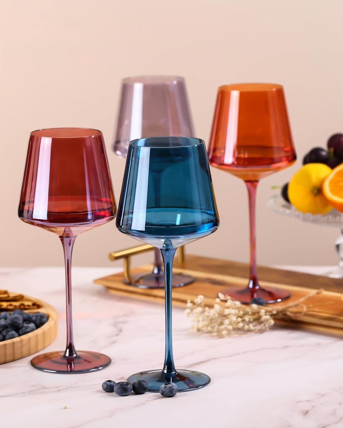 Artisan Glassware - Handcrafted Rainbow Wine Glass Set of 6
