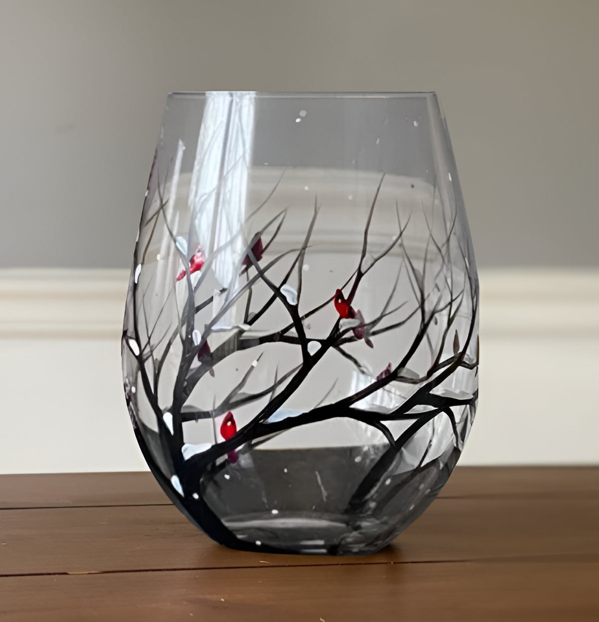 Artisan Hand-Painted Four Seasons Tree Wine Glasses - Unique Design