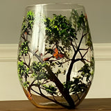 Artisan Hand-Painted Four Seasons Tree Wine Glasses - Unique Design