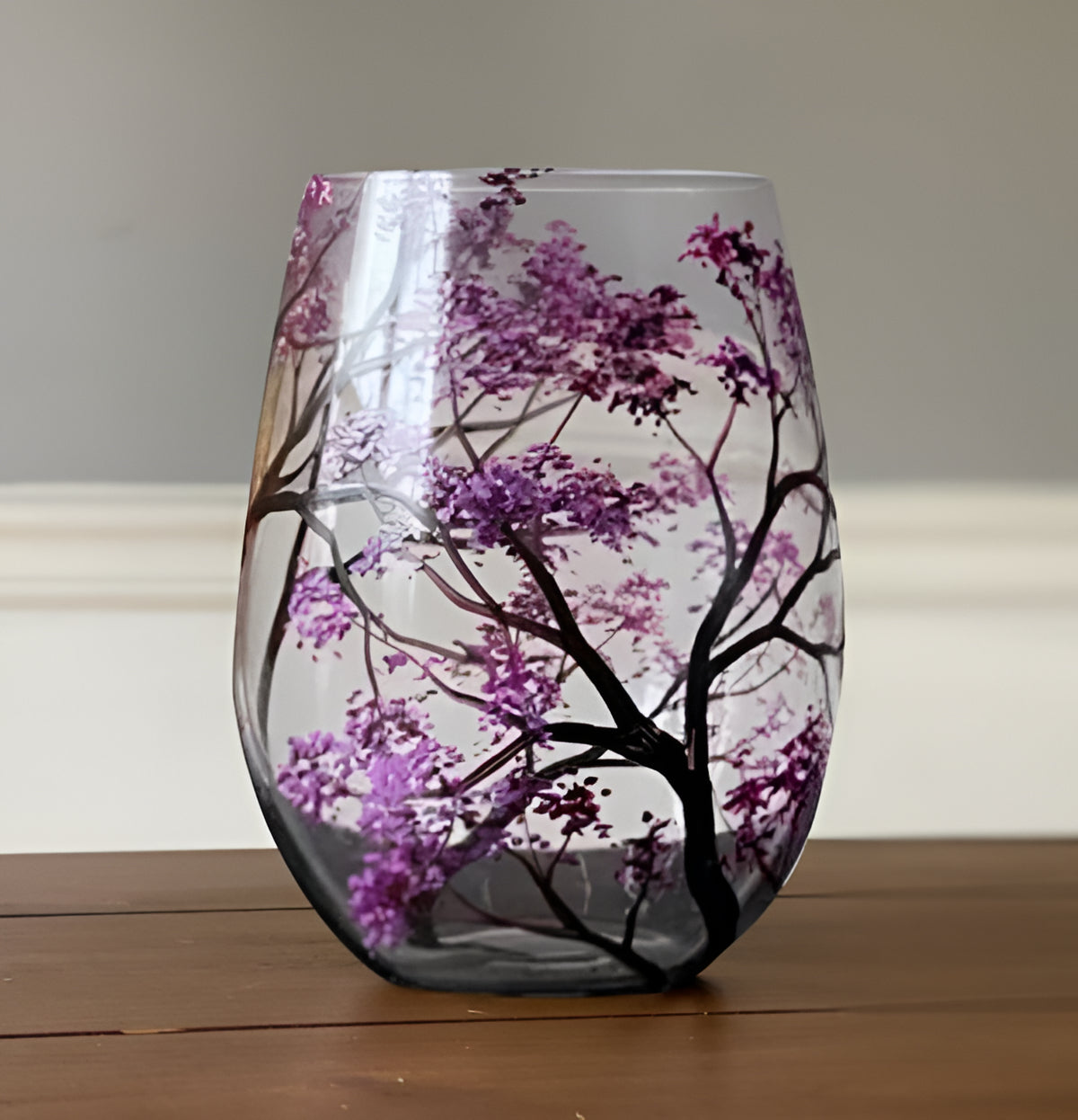 Artisan Hand-Painted Four Seasons Tree Wine Glasses - Unique Design