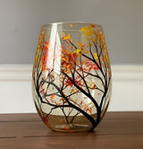 Artisan Hand-Painted Four Seasons Tree Wine Glasses - Unique Design