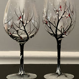 Artisan Hand-Painted Four Seasons Tree Wine Glasses - Unique Design
