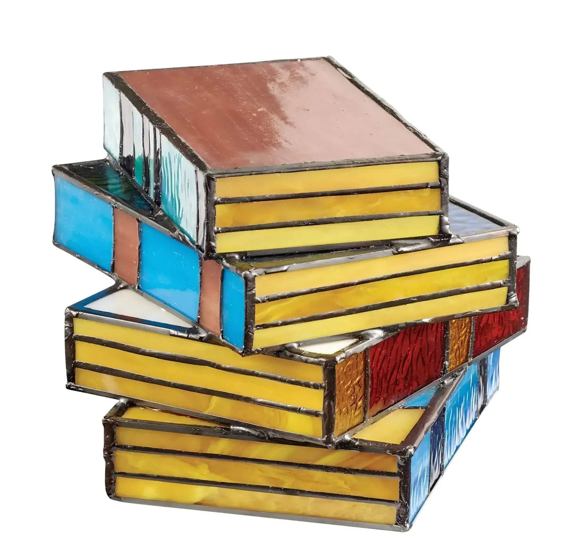Artisan Stained Glass Table Lamp - Handcrafted Book Design