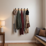 Bamboo Wall Mounted Coat Rack with Aluminum Hooks - Stylish Storage Solution
