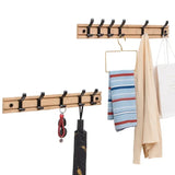 Bamboo Wall Mounted Coat Rack with Aluminum Hooks - Stylish Storage Solution