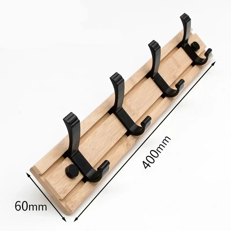 Bamboo Wall Mounted Coat Rack with Aluminum Hooks - Stylish Storage Solution