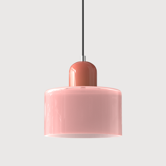 Bauhaus-Inspired Coloured Glass Pendant Light - Adjustable Height
