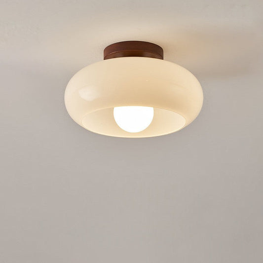 Bauhaus Flush Mount Ceiling Light with Cream Glass Shade