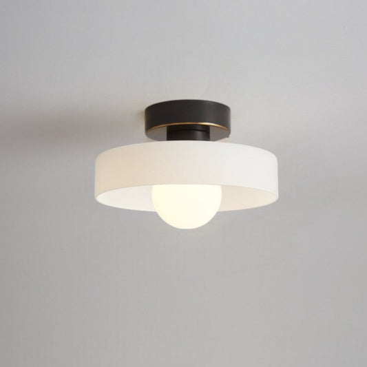 Bauhaus Glass Ceiling Light - Elegant Round Shade with LED