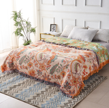 Boho Floral Cotton Throw Blanket - Soft, Machine Washable