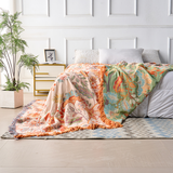 Boho Floral Cotton Throw Blanket - Soft, Machine Washable