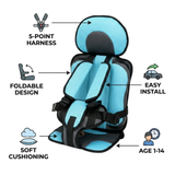 BowLift Portable Foldable Child Car Booster Seat with 5-Point Harness