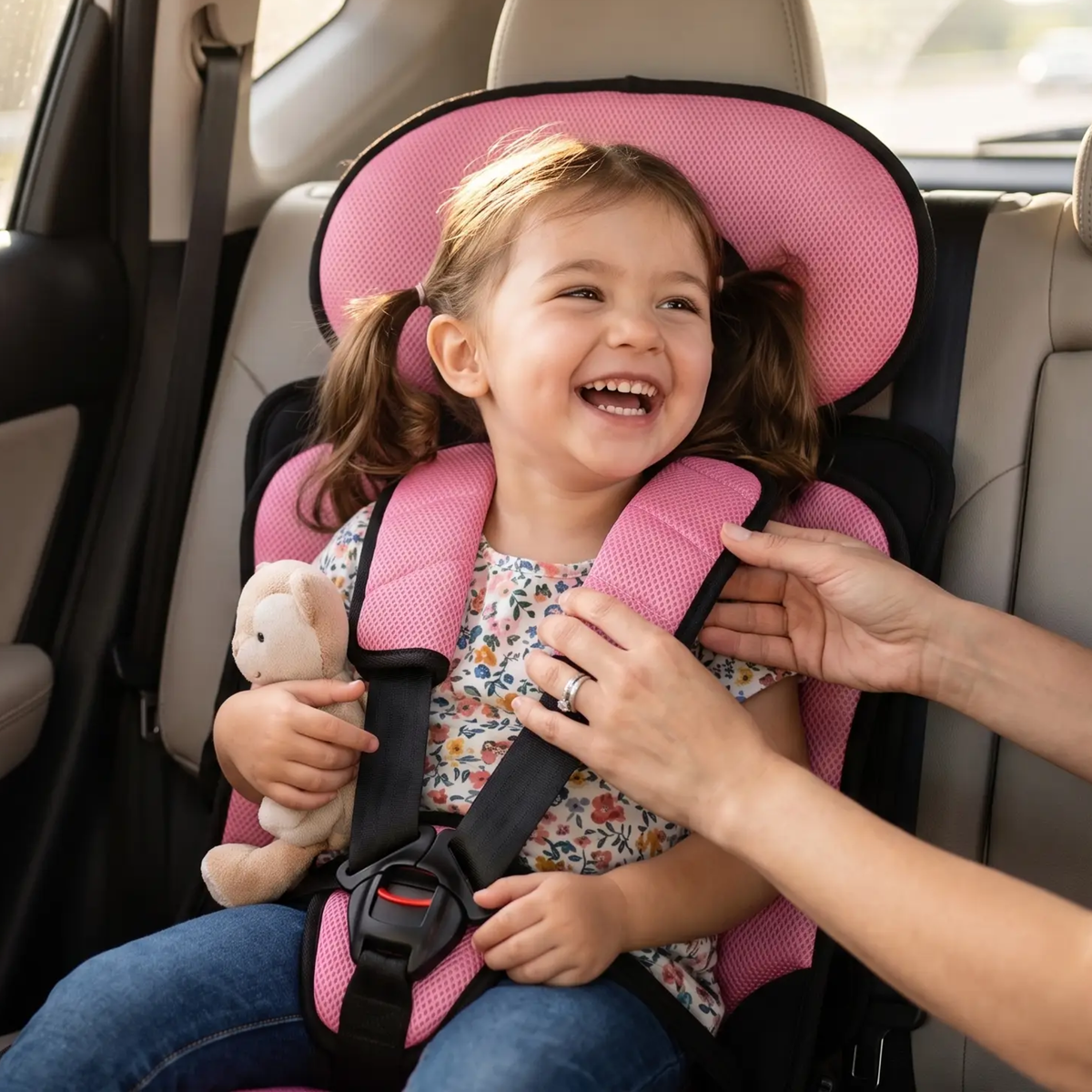 BowLift Portable Foldable Child Car Booster Seat with 5-Point Harness