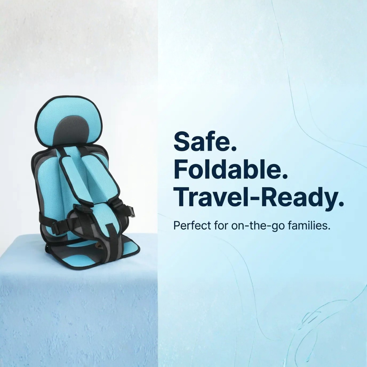 BowLift Portable Foldable Child Car Booster Seat with 5-Point Harness