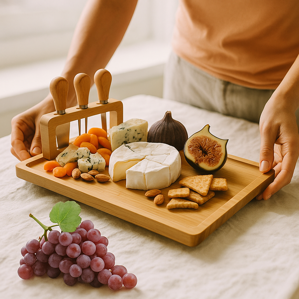 Bowlift - Elegant Wooden Cheese Board Set with Knife & Fork