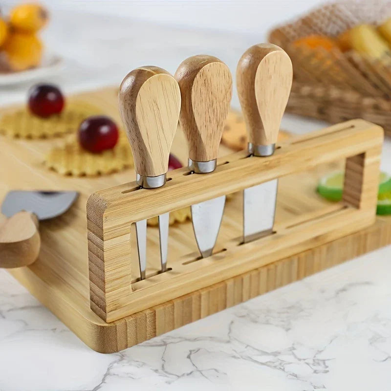 Bowlift - Elegant Wooden Cheese Board Set with Knife & Fork