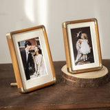 Brooks Antique Wood & Brass Tabletop Photo Frame - Elegant Vintage Design