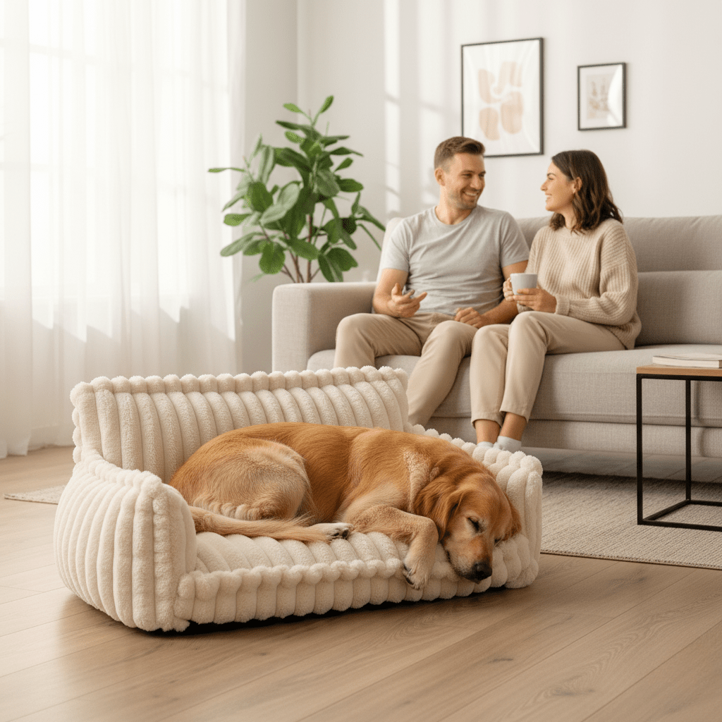 Canilux - Orthopedic Dog Bed with Memory Foam & Headrest
