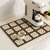 Chic Retro Tile Design Coffee Mat - Super Absorbent & Non-Slip