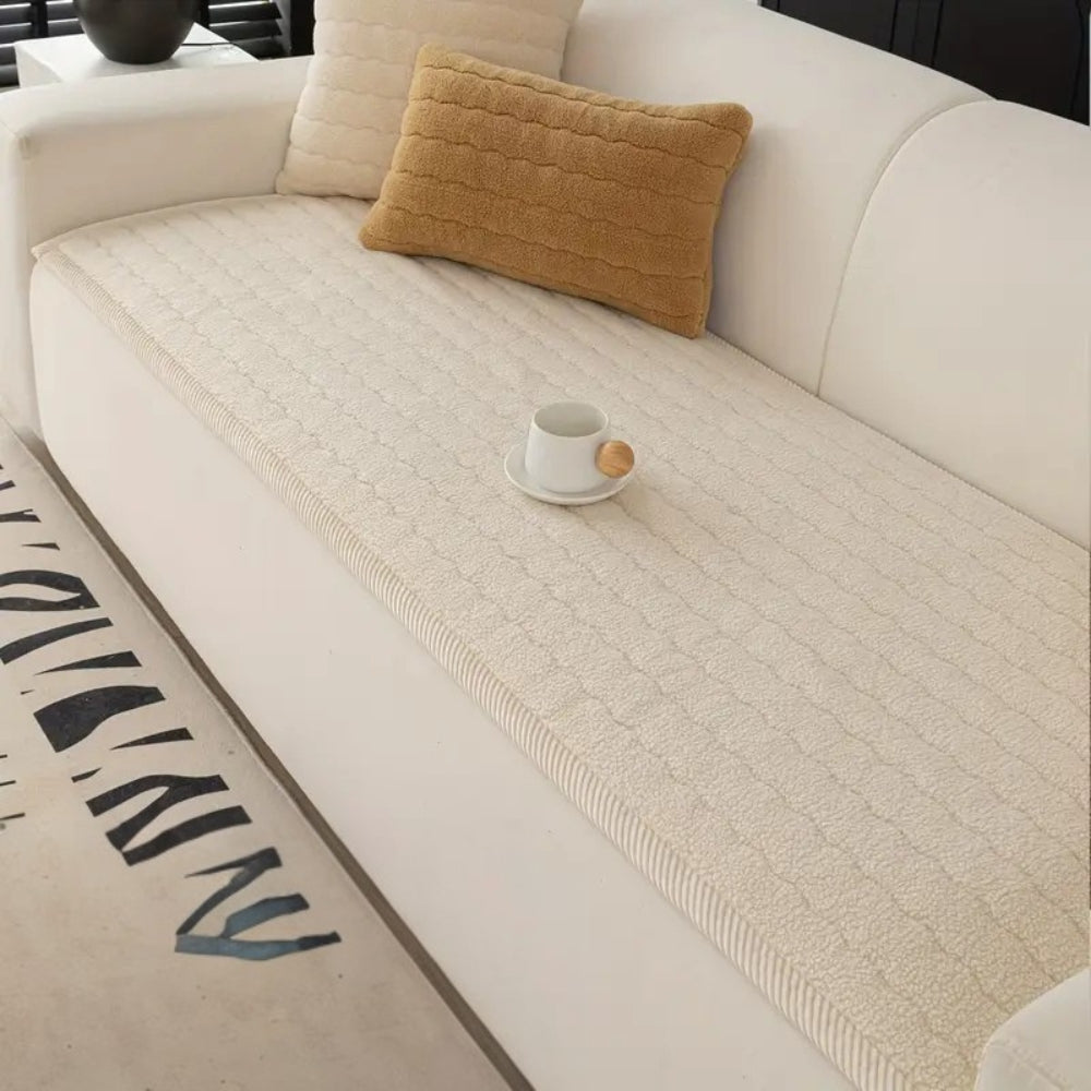 Chic Thick Plush Sofa Cover - Scratch-Resistant Pet-Friendly Slipcover