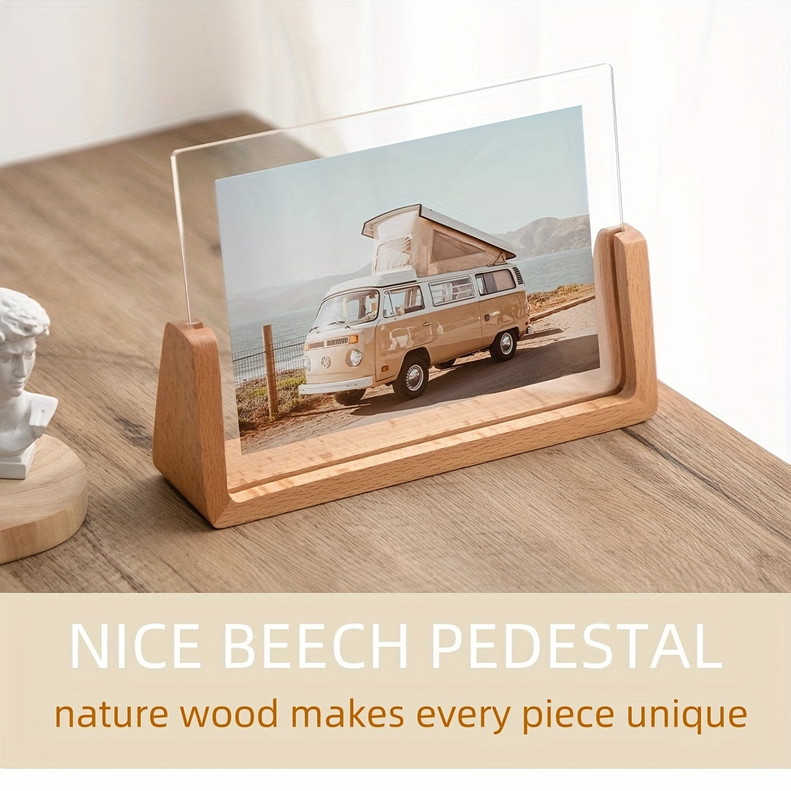 Chic U-Shaped Photo Frame - Modern Acrylic & Wood Design