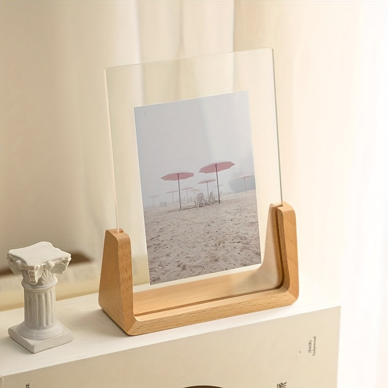 Chic U-Shaped Photo Frame - Modern Acrylic & Wood Design
