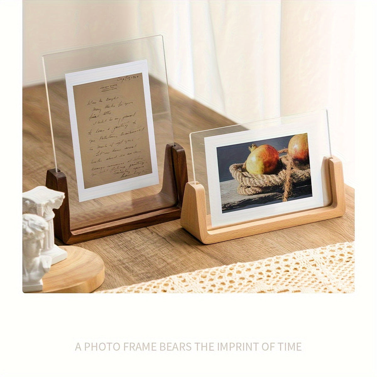 Chic U-Shaped Photo Frame - Modern Acrylic & Wood Design