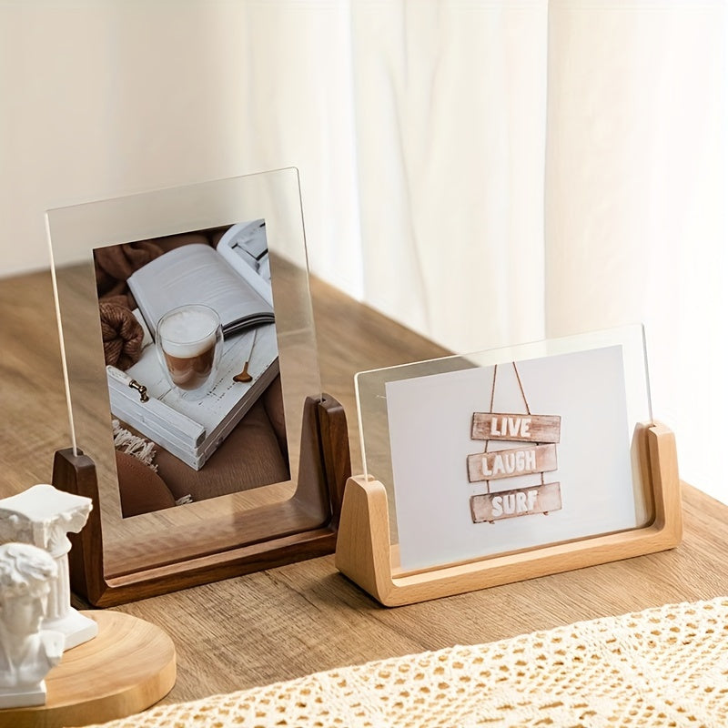 Chic U-Shaped Photo Frame - Modern Acrylic & Wood Design