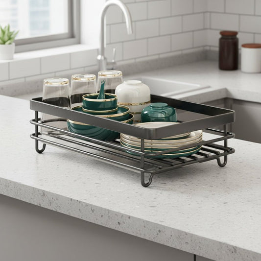Collapsible Stainless Steel Dish Drying Rack with Non-Slip Feet