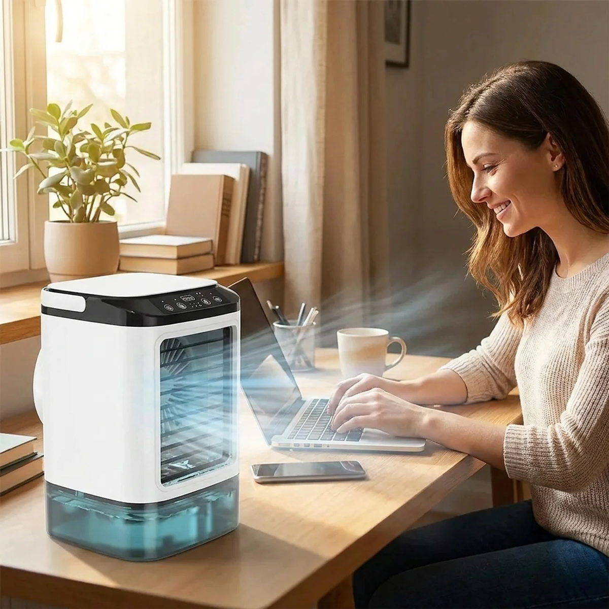 Compact Portable Air Conditioner - Mini AC with Ultrasonic Mist & LED Light