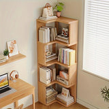 CornerWood - Tall Solid Wood Corner Cabinet with Slanted Shelves