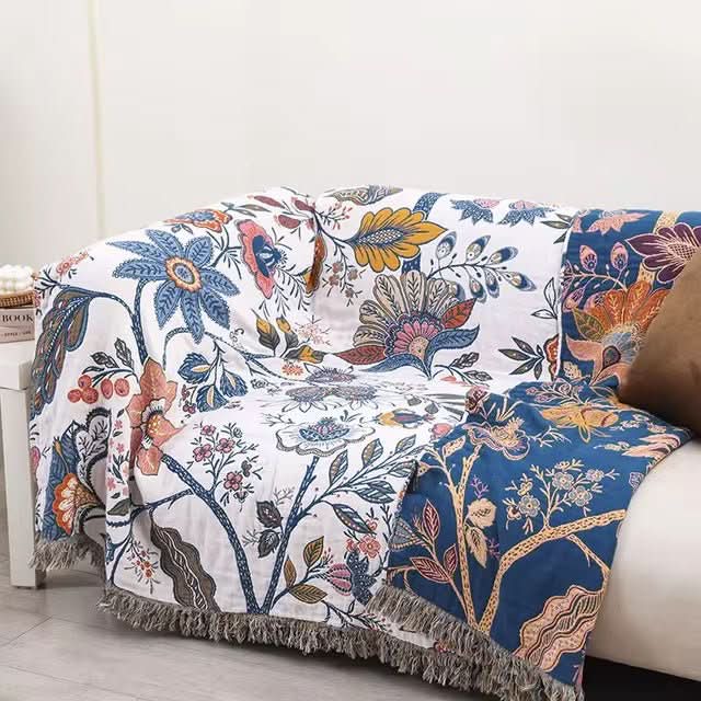 CottonBloom Reversible Floral Blanket for Cozy Living