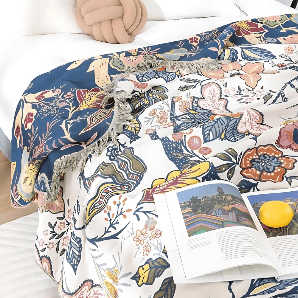 CottonBloom Reversible Floral Blanket for Cozy Living