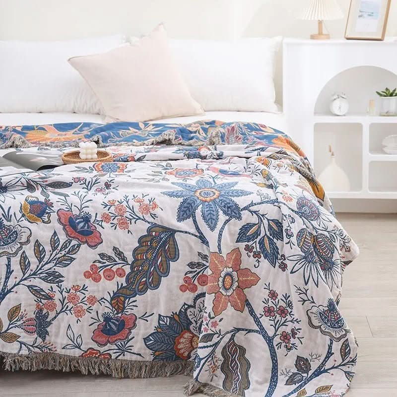 CottonBloom Reversible Floral Blanket for Cozy Living