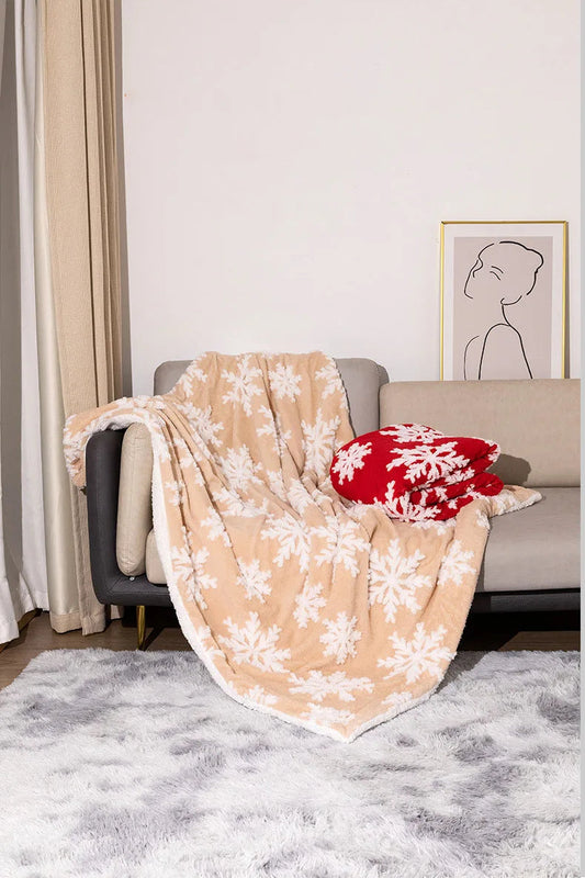 Cozy Christmas Wool Blanket Throw - Festive Red & White Design