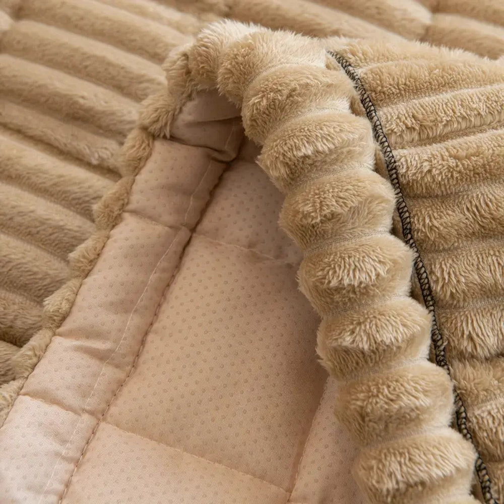 Cozy Home - Plush Pleated Edges Sofa Cover for Comfort
