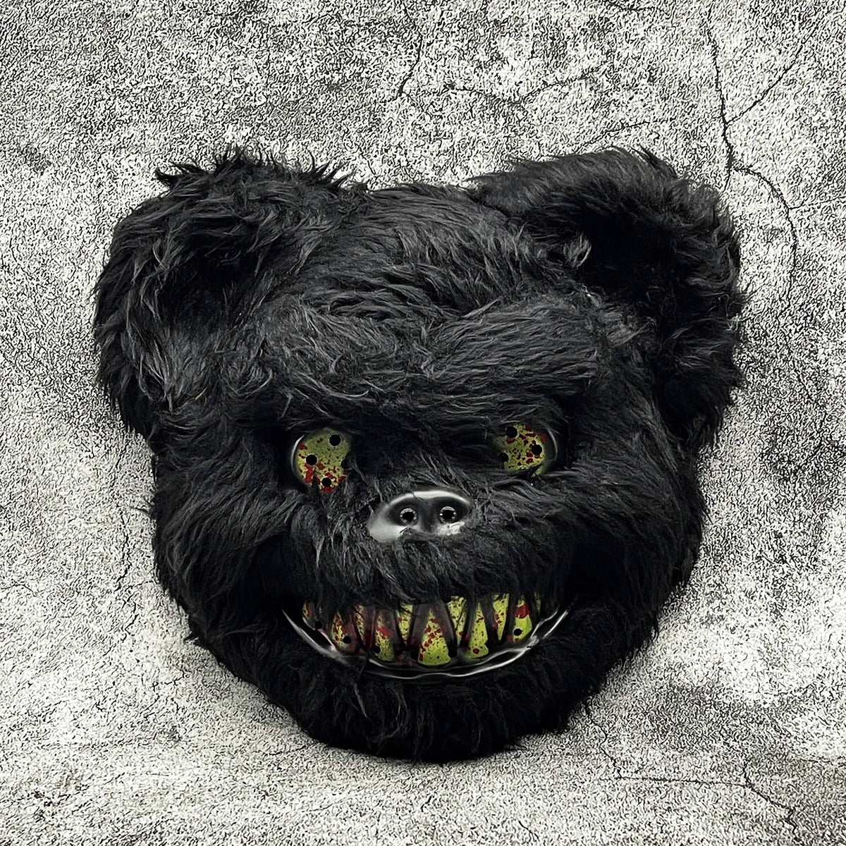 Creepy Plush Halloween Mask - Black Monster Design