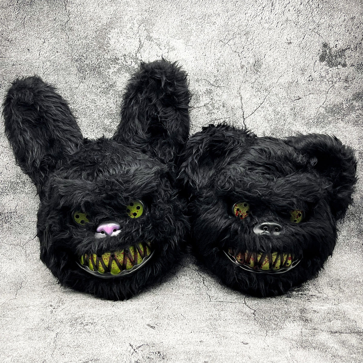 Creepy Plush Halloween Mask - Black Monster Design