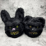 Creepy Plush Halloween Mask - Black Monster Design