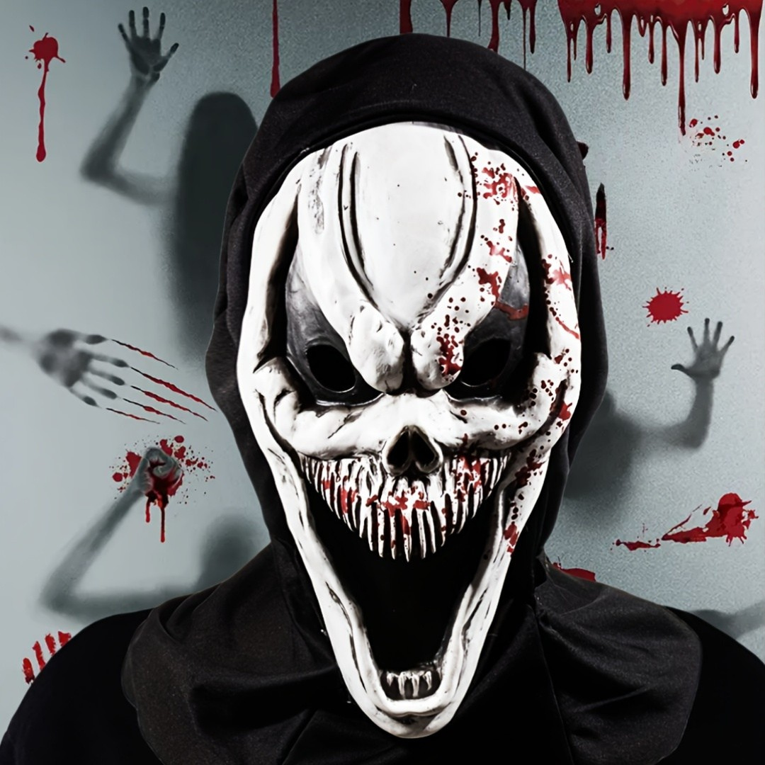 Creepy Skull Mask - Full Head Halloween Design with Hood